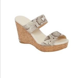 Jimmy Choo natural snake print wedge sandal